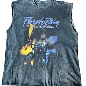 Sun Faded Black prince ‘Purple Rain' Graphic Muscle Tee -